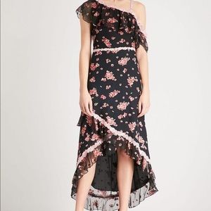ALICE & OLIVIA Caydon Floral-pattern Silk-chiffon Cluster Flower Pink Dress